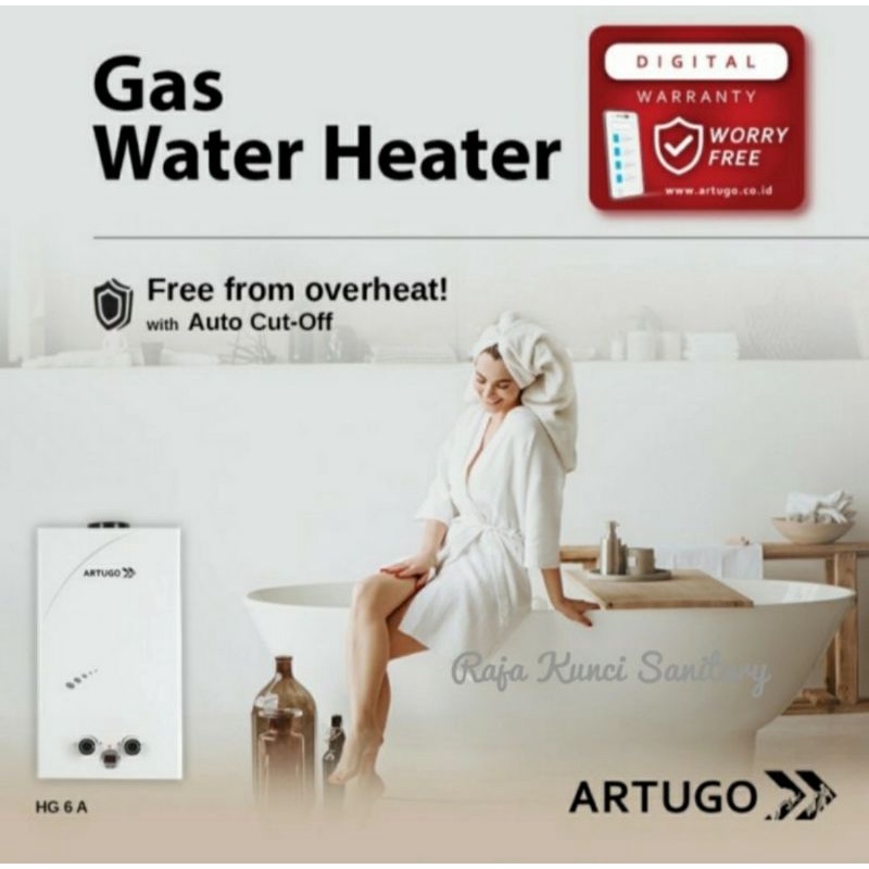 Water Heater Gas ARTUGO HG 6 A/HG 6 B/Pemanas Air Gas 6 Liter