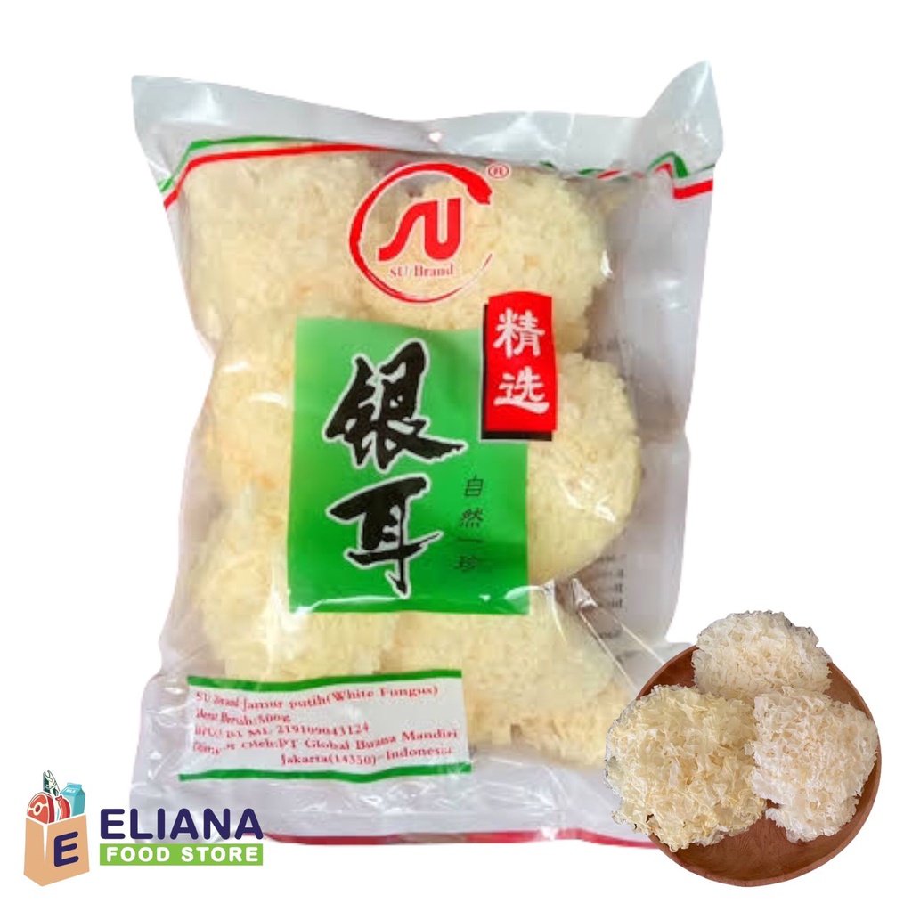 

JAMUR PUTIH / JAMUR SALJU / JAMUR ES SU BRAND / WHITE DRIED FUNGUS 500 GR