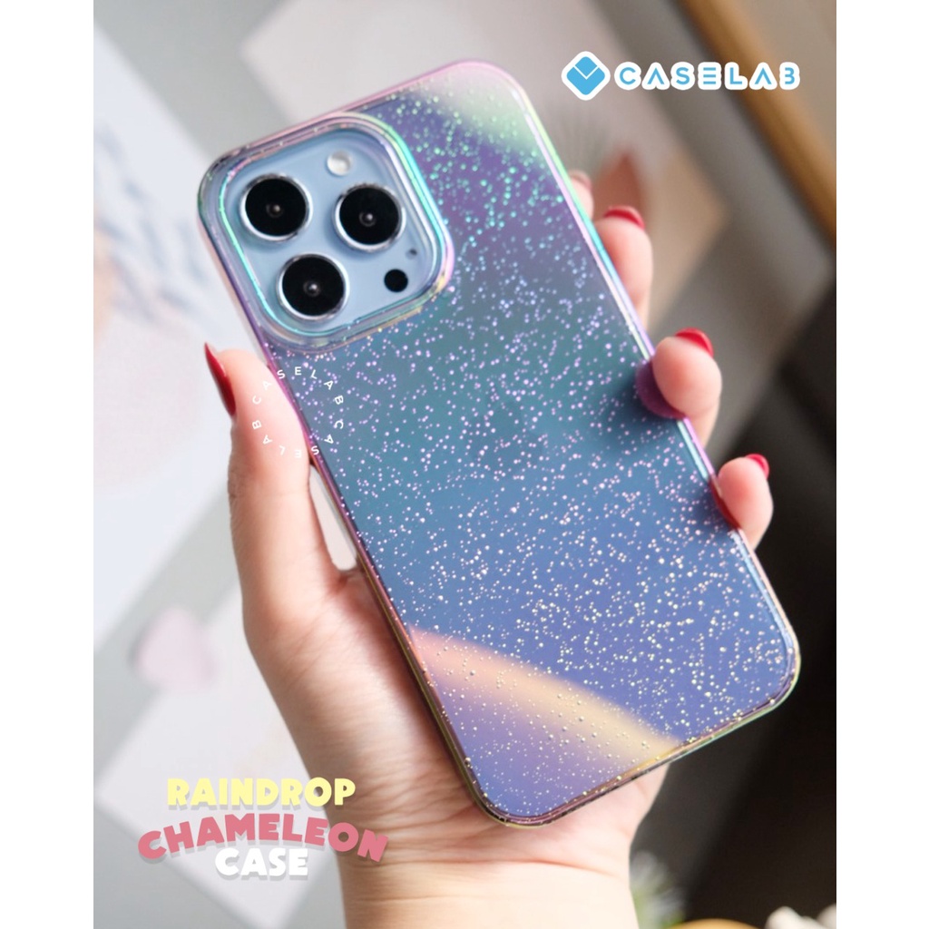 NEW CHAMELEON RAIN DROP SUPERTHIN PC HARDCASE 13 PROMAX 13 PRO 13 13 MINI 12 PROMAX 12 PRO 12 12 MINI 11 PROMAX 11 PRO 11 XS MAX XR X XS CASE GLITER EFFECT