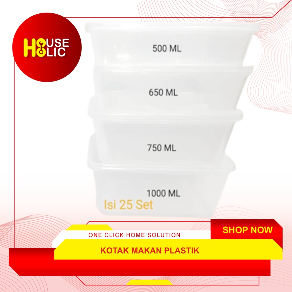 Kotak Makan Plastik 750ml / Thinwall / Food Container Persegi Panjang
