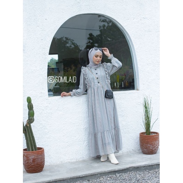 [SOMILA.ID] Etnic Maxi Dress Korea Vintage Outfit Kekinian Chic Shabby