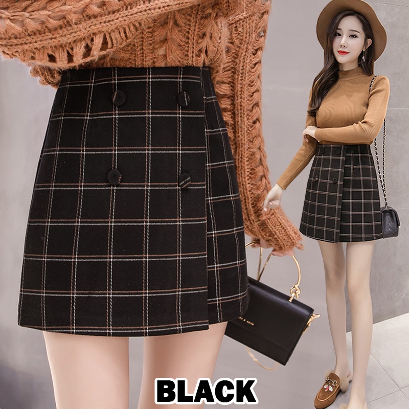 KARAKOREA 833 Yejin Skirt/Korean Mini Skirt/Rok Slim Model High Waist Motif Kotak/Rok Korea Skirt