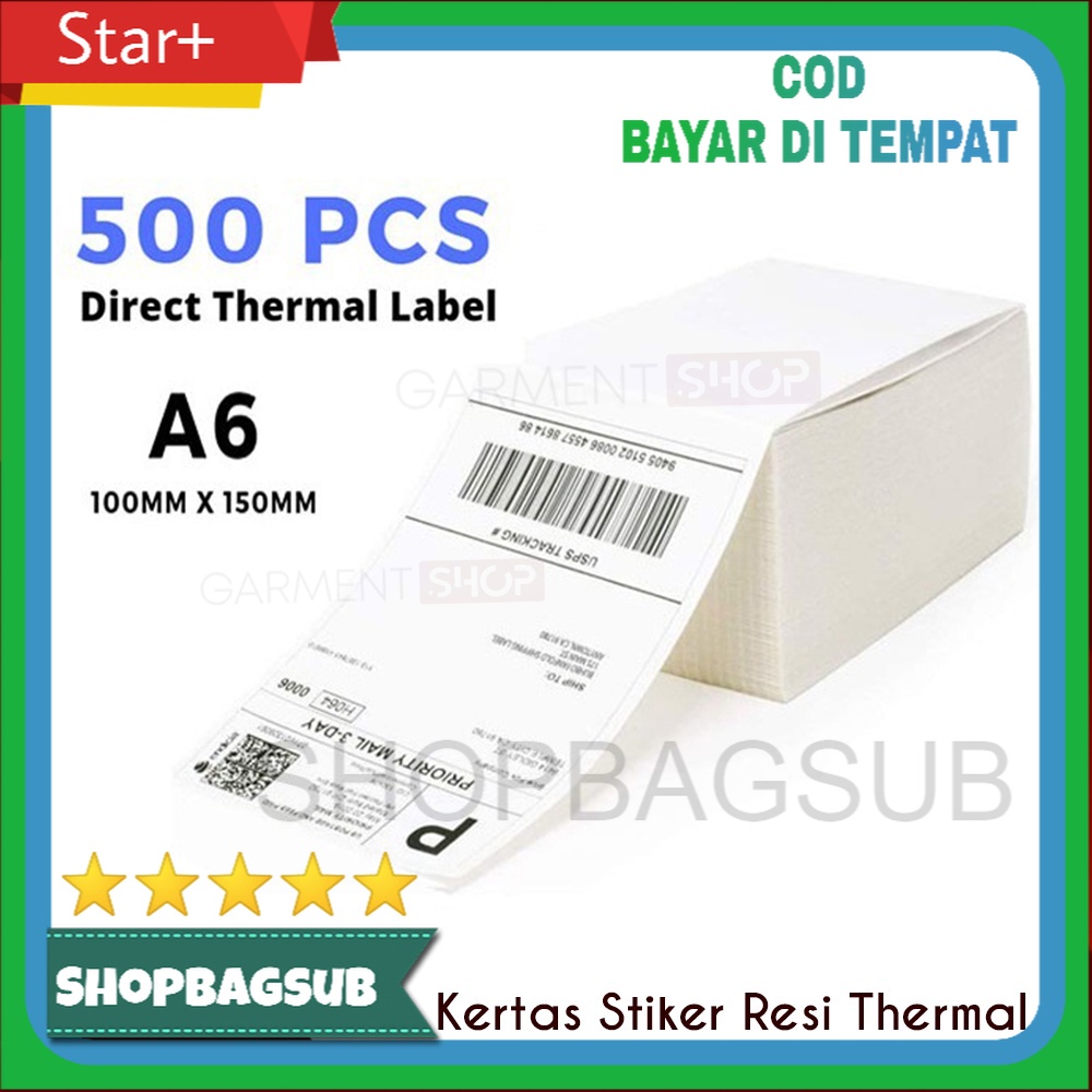 

Kertas Label Print Resi JOB Thermal Stiker Tempel 100x150mm Isi 500PCS SHOPBAGSUB