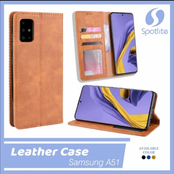 FLIP COVER SAMSUNG A51 LEATHER CASE DOMPET HP KULIT SPOTLITE