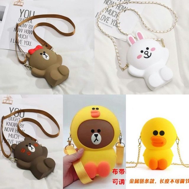 Tas slempang Sling Bag Boneka 3D Bear &amp; Friends timbul