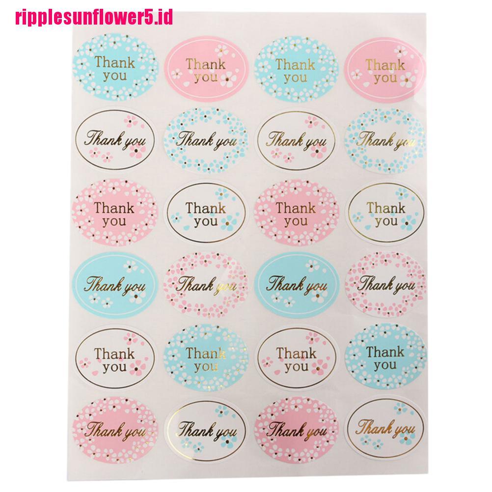 24pcs Stiker Segel Oval Tulisan THANK YOU Warna Emas Untuk Pesta Pernikahan