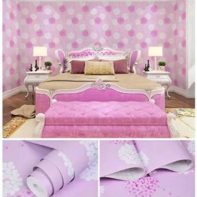 WALLPAPER DINDING MOTIF DENDALION PINK 10m x 45cm