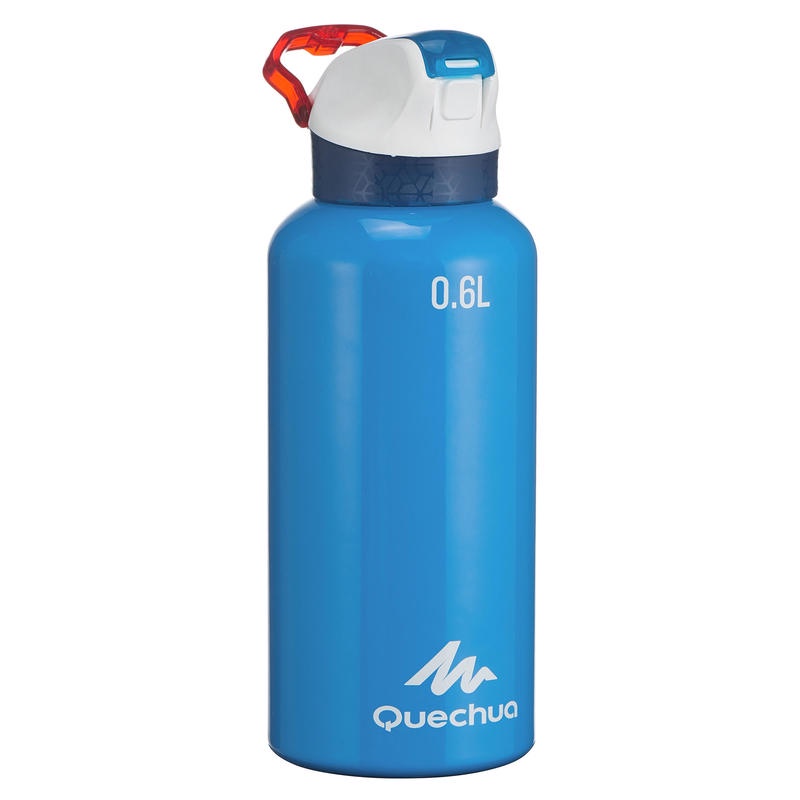 QUECHUA Botol Air Aluminium 0.6L Instant Opening Dengan Sedotan Hiking Camping Trekking