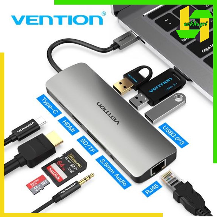 Vention CGN Multiport 9in1 USB Type C to HDMI USB 3.0 RJ45 SD/TF PD