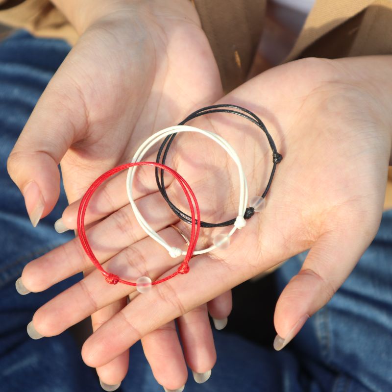 Gelang Batu Clear Quartz Model Sliding Tali Korea 1mm Gelang Pria Gelang Wanita