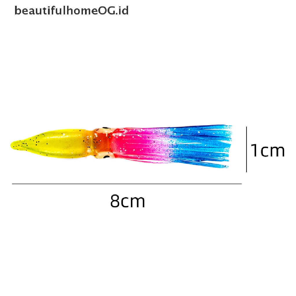 / Beautifulhomeog.id / 10pcs Umpan Pancing Softlure Bentuk Cumi-Cumi Imitasi 8cm