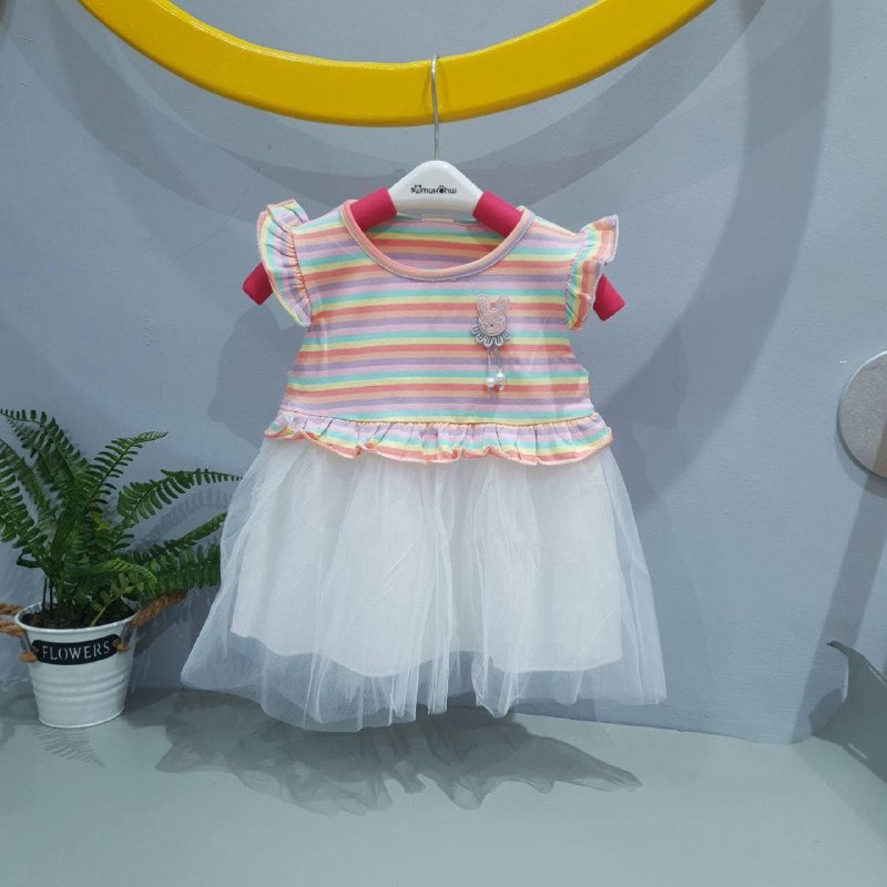 Promo !! Dress baby cute murah - dress rainbow mini tutu import uk 6bln-2th (orange,hijau,ungu)