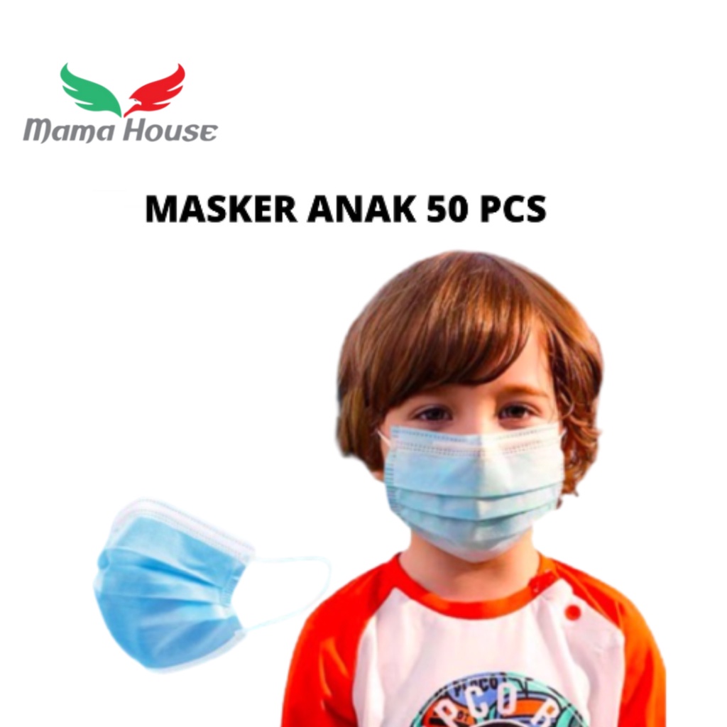 [MH] Masker Earloop Anak Polos 3 Ply Isi 50pcs