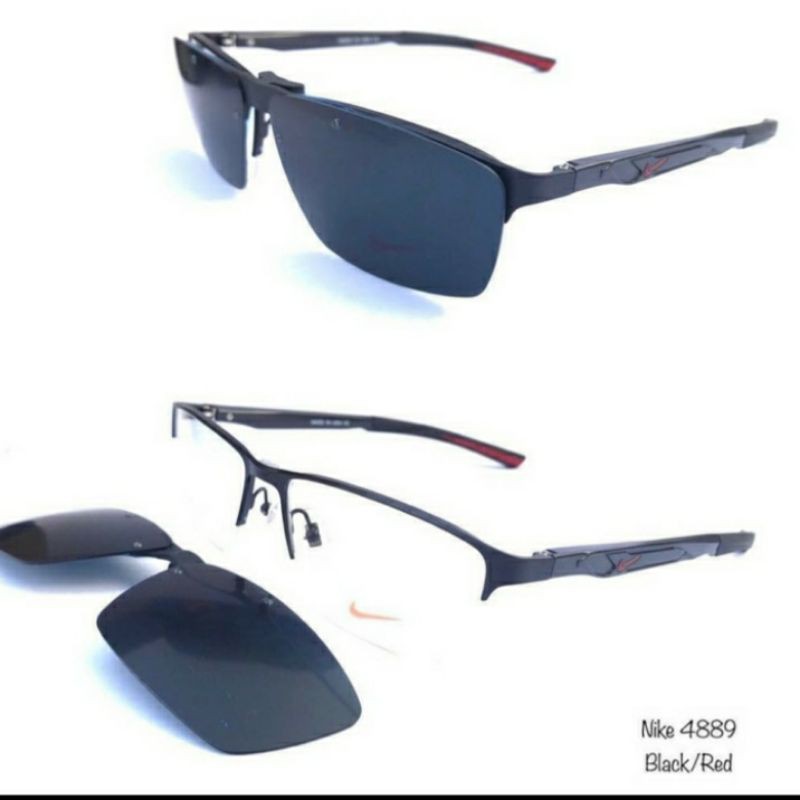 Frame Kacamata Minus Pria Titanium Nike Half Elegan Sporty With Clip On Polorized