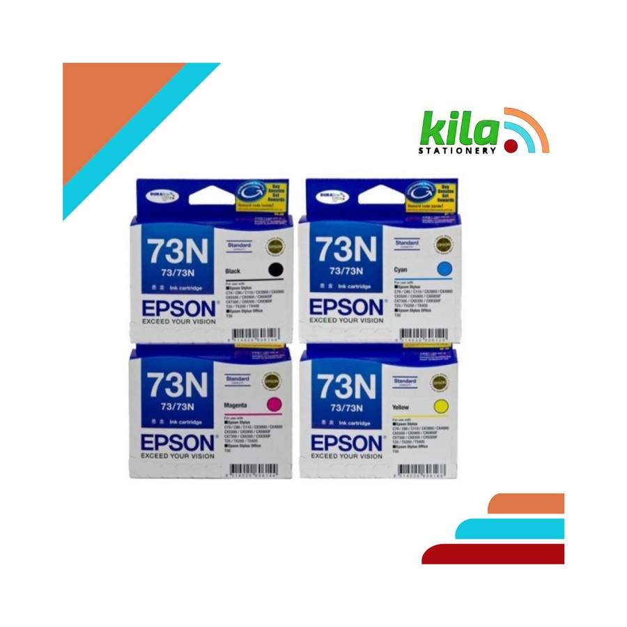 Tinta Epson 73n (1SET) = T11, T20e, T13, TX101, TX110. TX111, TX121, TX200, TX210,TX220, TX400, TX30