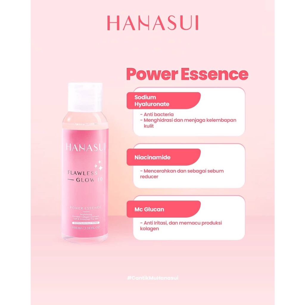 HANASUI Flawless Glow 10 Series Indonesia / Gentle Cleanser Power Essence Day Night Cream Acne Spot Gel / Brightening Jerawat / Skincare Make Up / Toner Serum Eye Mask Sunscreen / Body Spa Lip Cream Tint Pelembab / Paket Lengkap Set Wajah Face