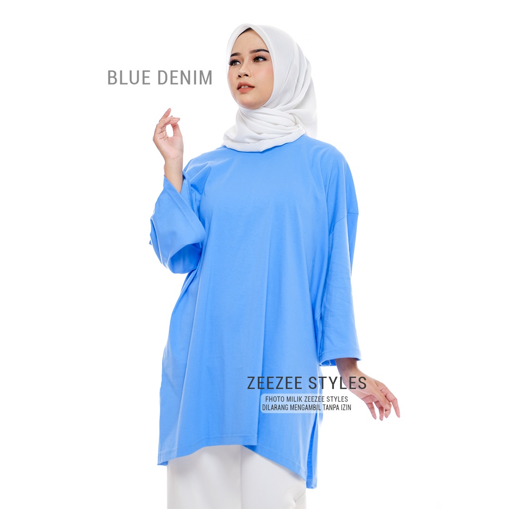 TERLARIS - Kaos Oversize Wanita Lengan Panjang Jumbo LD 130 Warna Denim