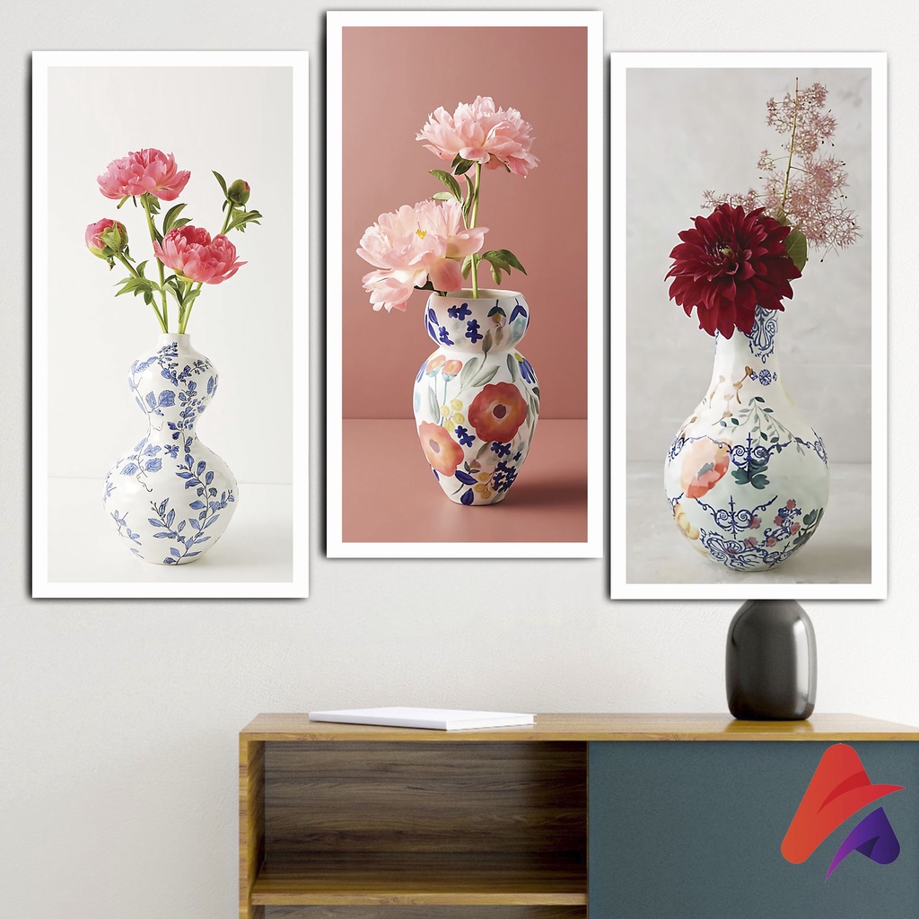 HIASAN DINDING BUNGA (15X30) WALL DECOR HIASAN KAMAR HIASAN RUANG TAMU PAJANGAN DINDING HIASAN DINDING KAYU DEKORASI DINDING FLOWER BUNGA POT