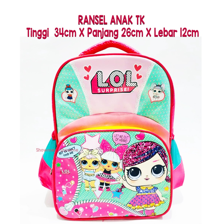 Showme Tas Ransel Anak Sekolah TK 12INCI (T34cm X P26cm X L12cm) LOL SURPRISE