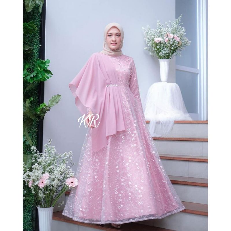 Gamis Syar'i Terbaru 2022 Remaja Dress Korea Korean Style Wanita Fashion Muslim Maxy Kondangan Weddi