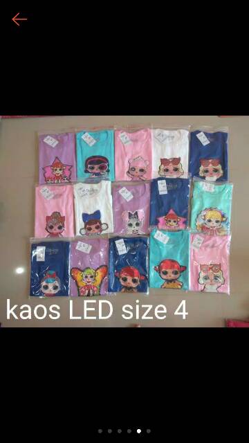 COD Kaos LOL LED size 1,2,3,4,5 (lampu 1) (bisa pilih warna)