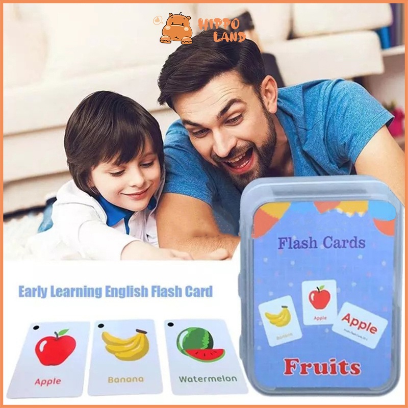 HIPPO LAND Flash Card Edukasi Anak Mainan Edukasi Anak Kartu Pintar Balita flash card Bahasa Inggris 159