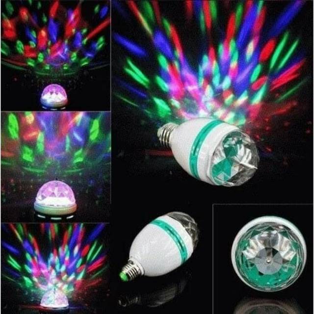 Lampu LED DISCO FULL COLOUR Auto ROTATE Rotating Lamp LAMPU DUGEM KARAOKE 3W Muter otomatis