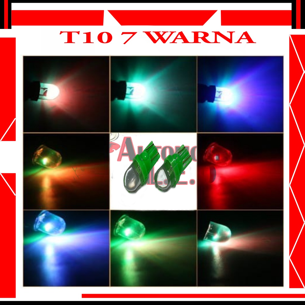 PROMO LAMPU MOTOR LED LAMPU T10 7 WARNA RGB | LAMPU SENJA MOTOR 12 VOLT | LAMPU T10 SEN | LAMPU LED SEIN SENJA COLOK T10 7 MULTI WARNA RGB BULB KEDIP