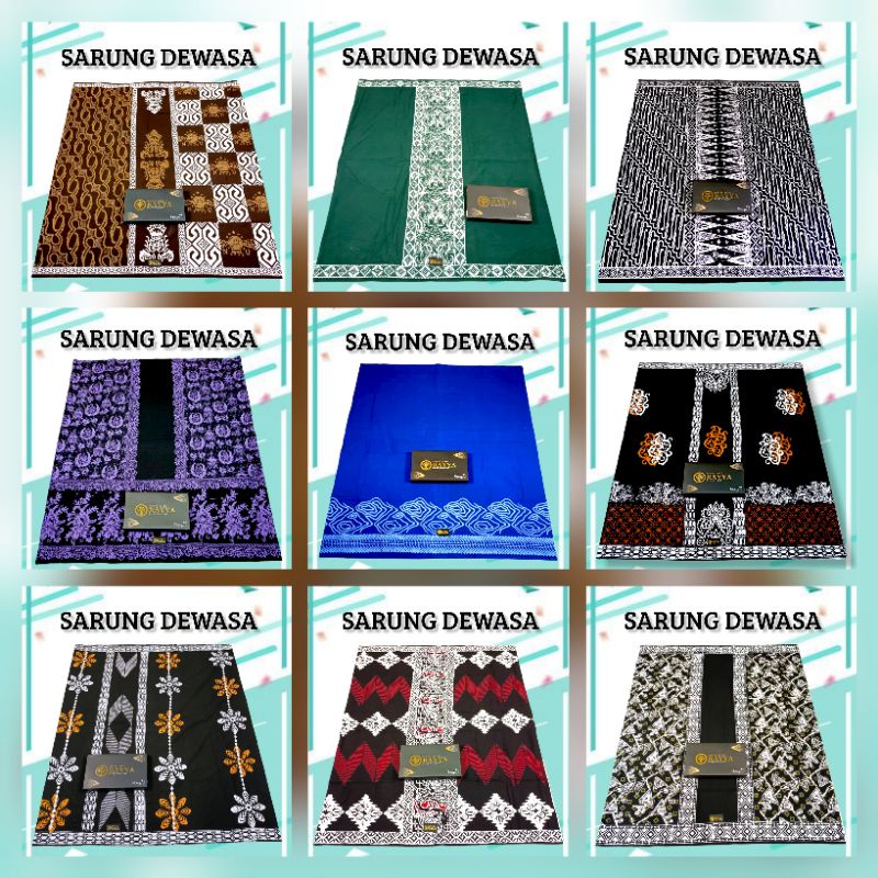 Sarung rayya dewasa batik cap khas pekalongan anti luntur mega mendung biru seno coklat monokrom hit