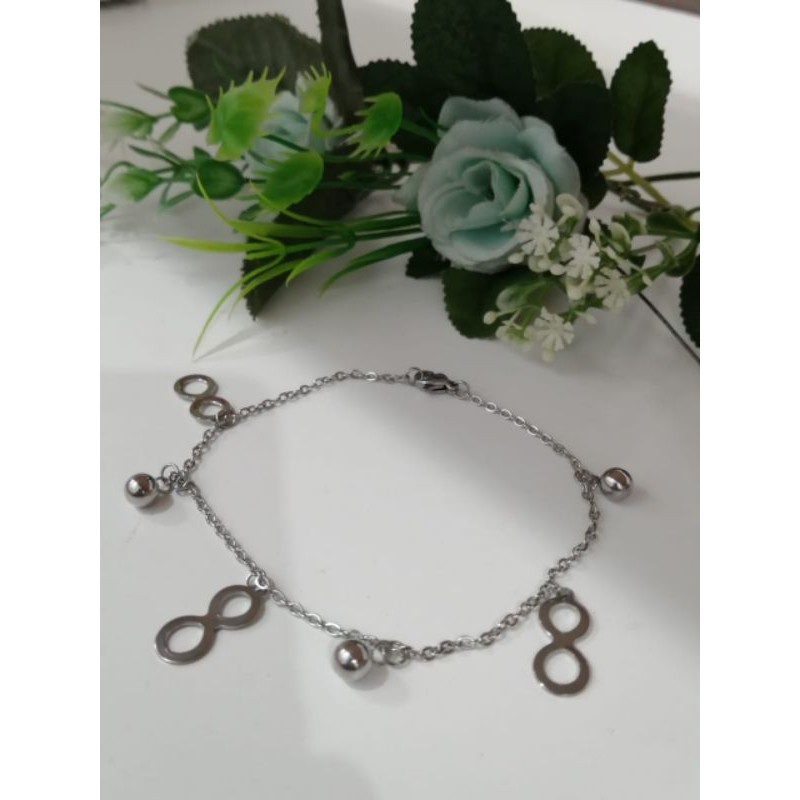 GELANG TANGAN TITANIUM SILVER MOTIF PILIHAN WANITA ANTI KARAT ANTI ALERGI