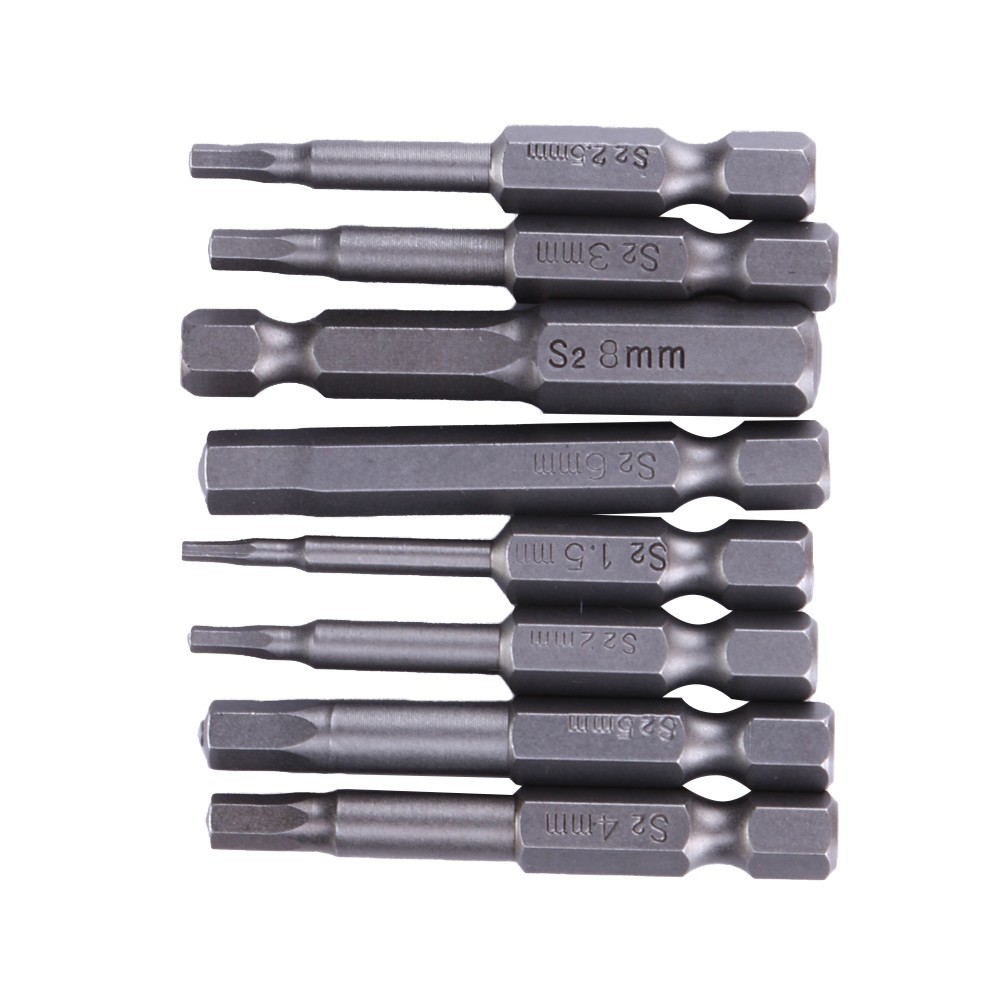 8Pcs 50mm 1 / 4 Inci Mata Obeng Hex Shank Magnetic Hex Shank astarit.id