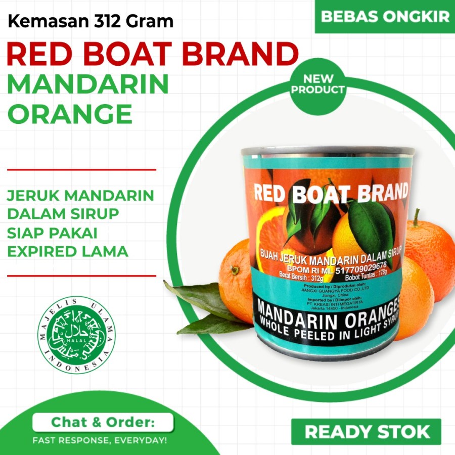 

RED BOAT MANDARIN ORANGE IN LIGHT SYRUP - JERUK MANDARIN KALENG 312gr kaleng