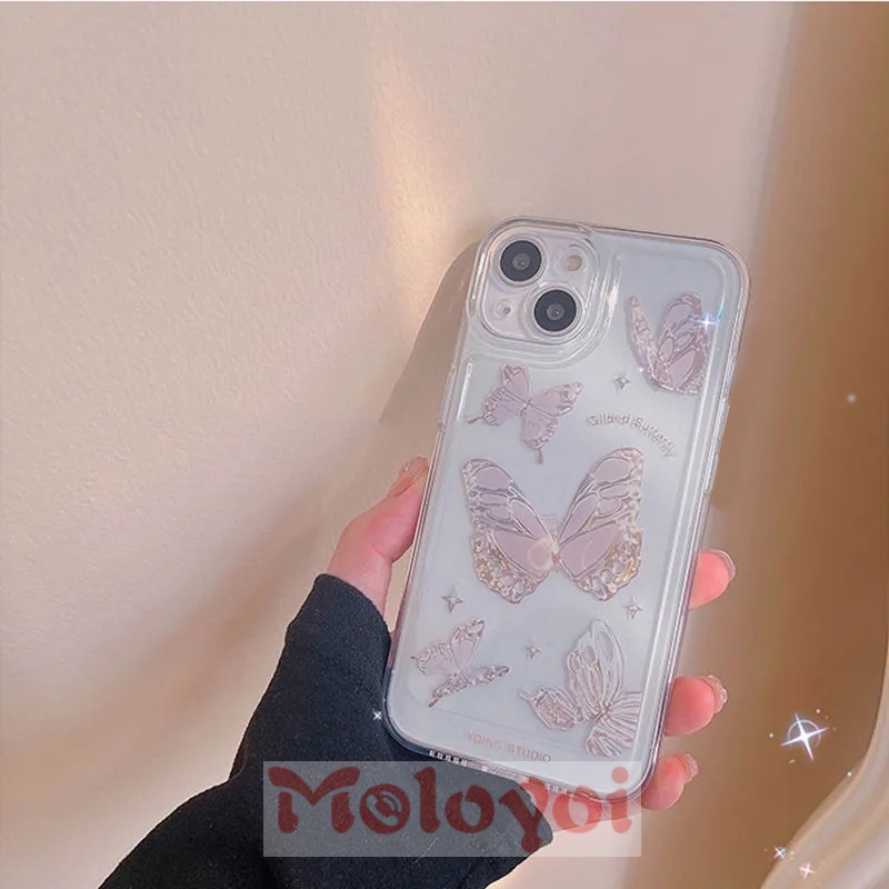 Soft Case TPU Transparan Motif Kupu-Kupu Untuk IPhone 8 7 Plus 12 13 11 Pro MAX 8Plus 6 6s 7Plus XR X XS MAX