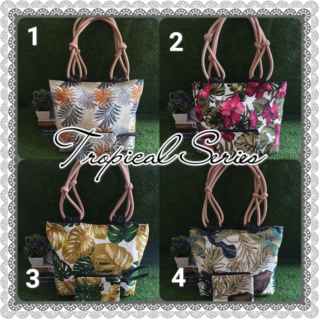 Tropical Series Totebag Tali Sumbu Plus Pouch