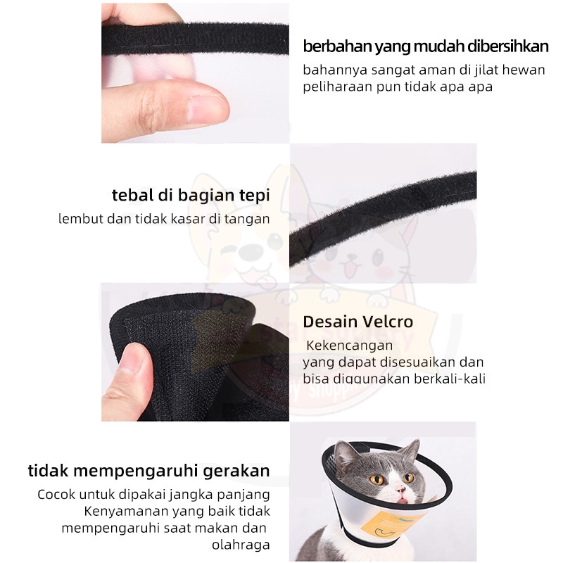 PET COLLAR PENUTUP LEHER - Corong Pelindung Leher Anjing Kucing Cone Neck Collar