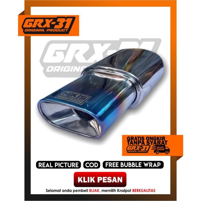 KNALPOT MOBIL HKS KOTAK BIRU FULL STAINLESS SUARA BASS GAHAR UNIVERSAL MUFFLER