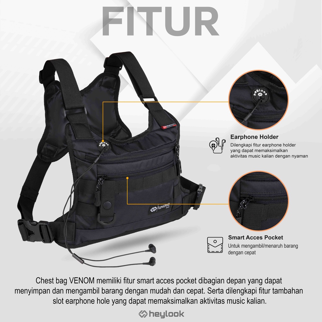 Tas Dada Sepeda Pelindung Dada Chest Bag Tactical Chest Rig Bag Multinfungsi Tas Rompi Biker Motor Tebal Premium