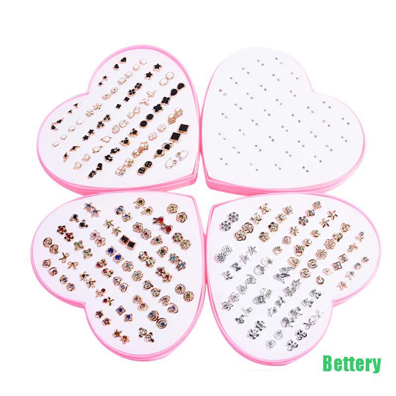 [Bettery] 36 Pairs Fashion Women Girls Crystal Diamante Flower Stud Earrings Jewelry Set CVBH-5