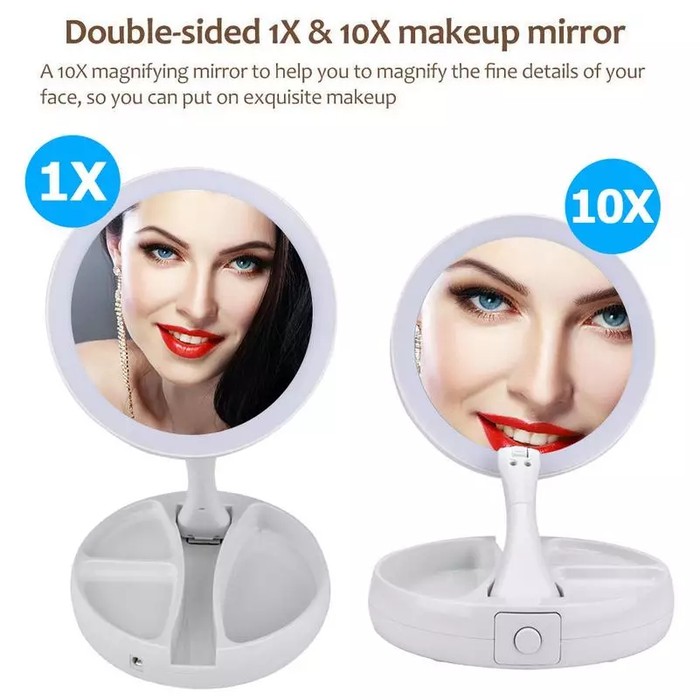 My Foldaway Mirror Cermin LED Lipat Kaca Rias MakeUp LED 10X K218