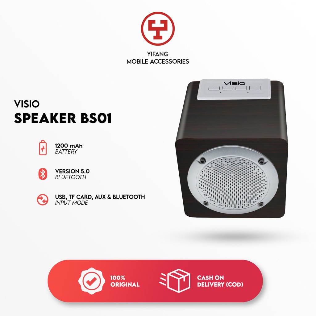 Visio Wireless Portable Speaker Super Bass Bluetooth Speaker Music Micro SD USB Garansi Resmi BS01