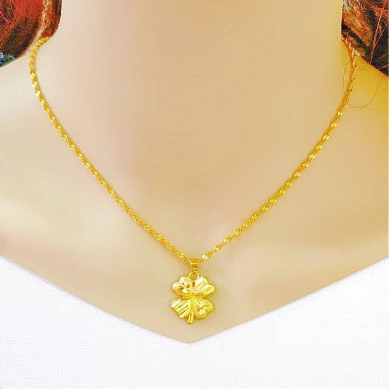 rantai necklace ✺Kalung Emas 18K Asli Ms. Korea Versi 999 Vietnam Sand Gold Love Pendant Clavicle Ch