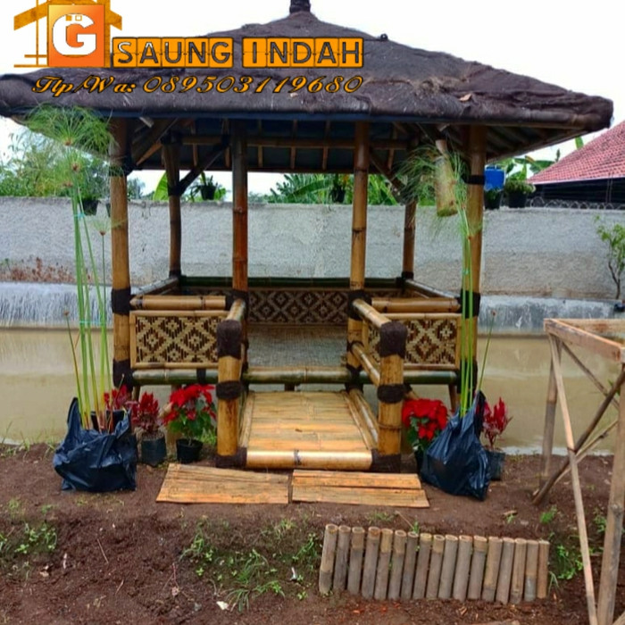 saung gazebo bambu murah berkualitas ukuran 2x3 meter