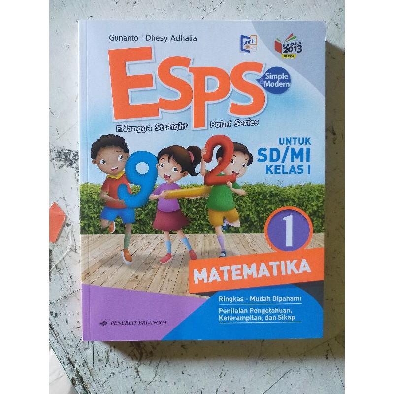 ORI satu paket buku teks ESPS matematika Dan bahasa Indonesia k13 Erlangga kelas 1 edisi terbaru