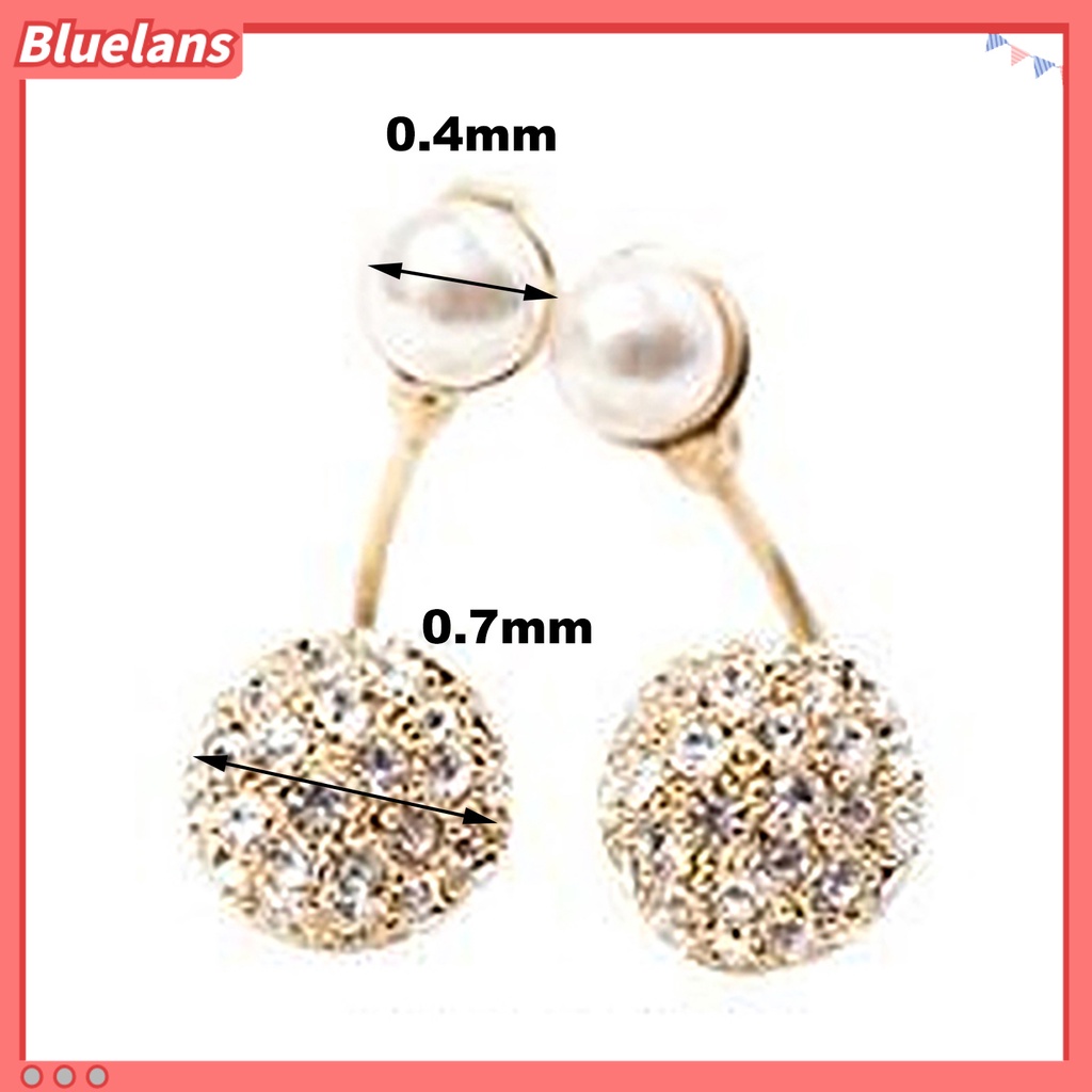 Bluelans 1Pair Ear Studs Faux Pearl Decor Jewelry Alloy Women Front Back Stud Earrings Party