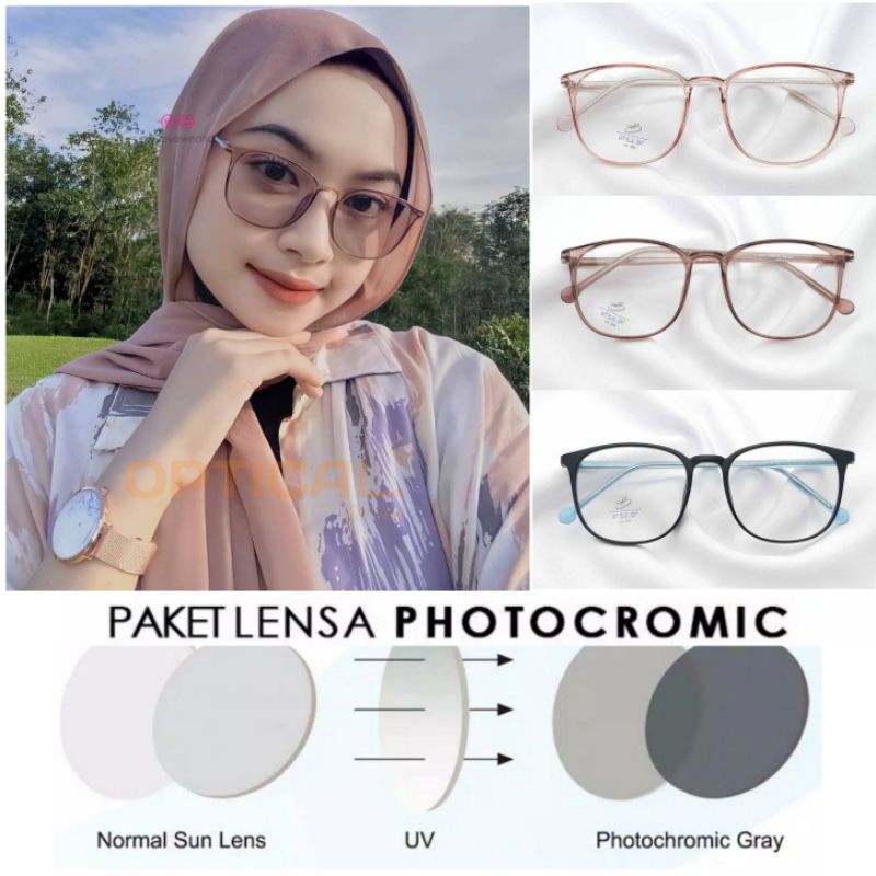 PAKET LENSA PHOTOCROMIC  Frame Kacamata Kacamata 8251  Frame Kacamata Kacamata Minus  Anti Radiasi