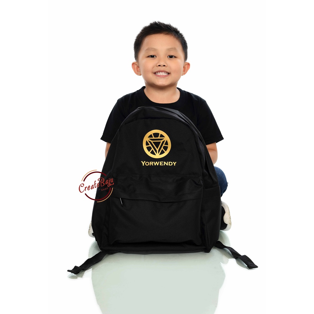 TAS RANSEL ANAK SEKOLAH UNISEX HITAM POLOS TAS SEKOLAH ANAK KUALITAS PREMIUM (FREE CUSTOM NAMA)