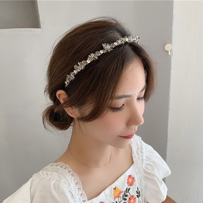 Headband Kristal Berlian Imitasi Tipis Gaya Retro Perancis Korea Untuk Aksesoris Rambut