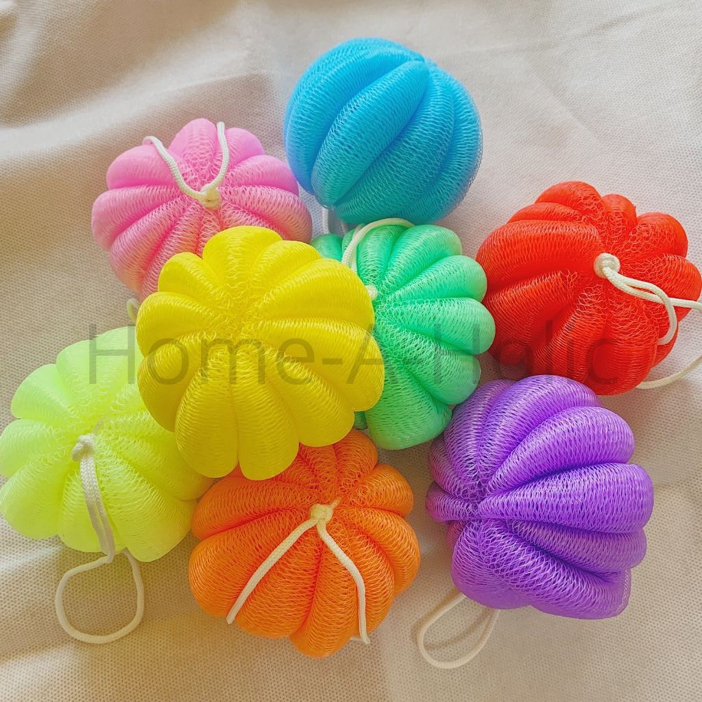 Shower Puff Bath Sponge Mandi Labu Spons Mandi Warna Rainbow Spon Lap Bulat Pelangi Warna Warni