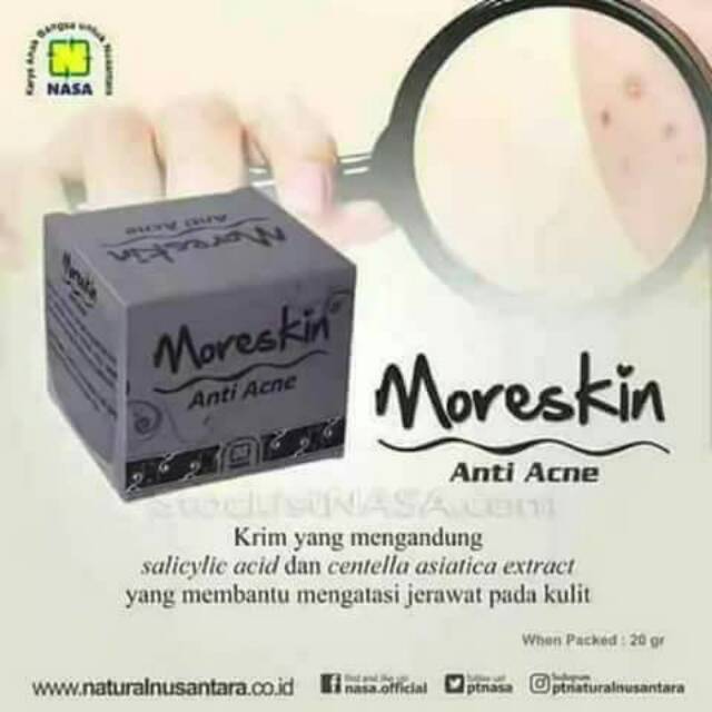 MORESKIN ANTI ACNE ORIGINAL NASA( KRIM PENGHILANG JERAWAT DAN BOPENG)