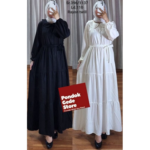 Gamis Polos Twill Hitam Dan Putih Kekinian